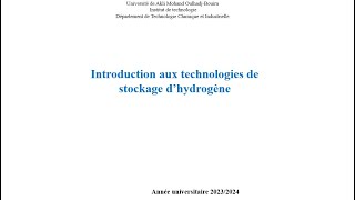 Technologies de stockage d’hydrogène