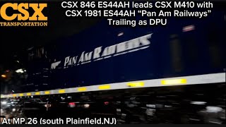 CSX 846 ES44AH leads CSX M410 with CSX 1981 ES44AH “Pan Am Railways” 2/2 as DPU! At MP.26!