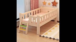 solid wood children's bed with guardrail