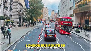 London Bus Ride from East to Southwest (Streatham) | Upper Deck POV Tour 4K | Sun to rain on Bus 59