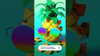 Asking AI to make 3D render of pineapple puzzle wearing sunglasses. #ai #art #short