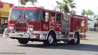 Colton FD Medic Engine 212, Reserved 213 & Medic Truck 211 Responding