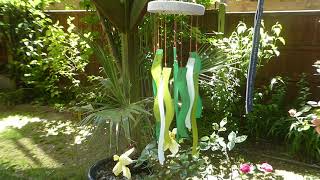 Wavy Glass Wind Chime, birch wood