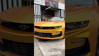 Chevy Camaro vinyl wrap. Avery Dennison Energetic Yellow #automobile #carwrap #custom @oggarages