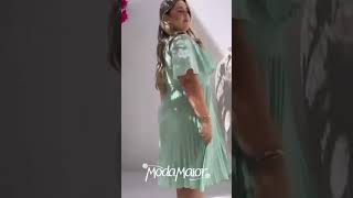 Vestido Midi de Festa Plus Size Saia Plissada