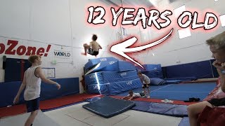 12 YEAR OLD ATTEMPTS TRIPLE BACKFLIP! *extreme*