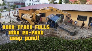 Rock Truck Falls into 20 Foot Pond! 5 T Truck