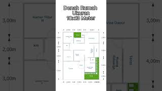 Denah Rumah 10x13 Meter Carport Luas #denahrumah #rumah #desianrumah