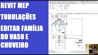 Aula 5 Revit MEP Exemplo Agua Fria, Tubulações do banheiro, editar família vaso, chuveiro, sistema