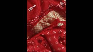 Bandej work done on pure munga crepe saree with skirt border