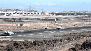 F18 Spain Air Force 4x takeoff at Gran Canaria Las Palmas Airport