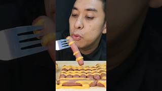 MUKBANG SOSEJ DENGAN SOS CHEESE #asmr #sausage #cheese #cheesesauce #hotdog #mukbang #shorts #makan2