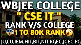 RANK UPTO 80K😍 || WBJEE 2024😍 CSE,IT🔥 CUTOFF || RANK V/S COLLEGE🔥 || LAST CLOSING RANK🫠 Wbjee Exam