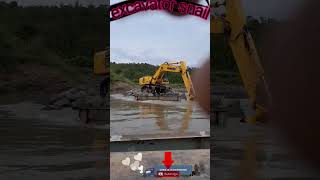 Menyebrangi Sungai Banjir Ketemu Excavator Oleng#shorts