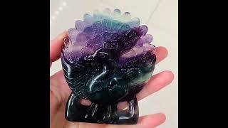 Fluorite Peacock Hand Carved Rainbow Fluorite Peacock