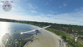 Microsoft Flight Simulator 2020 flying over Alderney and landing on a road for fun