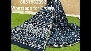 Indigo Maheshwari Cottonsilk Sarees @stunningwear7951