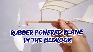 Flying a Rubber Powered Plane in the Bedroom | Sarjana mipa#aeromodelling #airplane