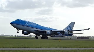 KLM - Boeing 747-400 takeoff at Amsterdam Schiphol Intl. Airport