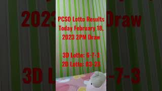 PCSO LOTTO RESULT Today 2PM draw 3d l 2D