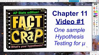 AP Statistics: Chapter 11, Video #1 - One Sample Hypothesis Testing for a Mean