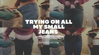 VLOGMAS DAY 23☃️❄️🤍 TRYING ON ALL MY SMALL JEANS LETS HOPE THEY FIT BY JANUARY 21 😬🙄