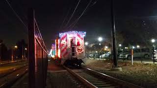 2 cal trains in and 1 holiday cal train in Mountain View