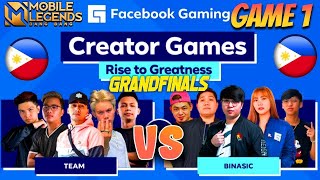 Team Dogie vs Binasic (GAME 1) | GRANDFINALS Creator Games Rise to Greatness MLBB 2021