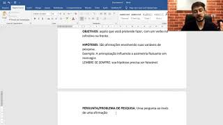 Objetivos, Hipoteses e Problemas de Pesquisa no TCC