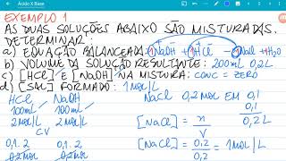 Mistura de soluções envolvendo solutos diferentes que reagem - caso ácido + base