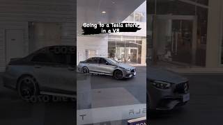 going to Tesla store with a V8 #mercedes #tesla