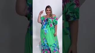 Vestido Plus Size Cigana em Viscolinho Floral.