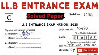 LLB ENTRANCE EXAM 2023 QUESTION PAPER | MDU LLB ENTRANCE EXAM 2023 PAPER SOLUTION