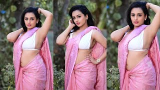 Mallu actress ranjani ramesh recent hot saree photoshoot video💚🫣l hot saree look video#mallumodel