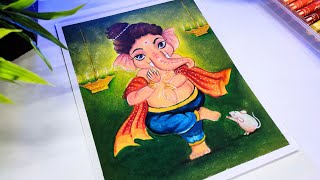 Ganesh Ji Drawing with Oil Pastel Step by Step | Ganesh Chaturthi  Drawing | #34