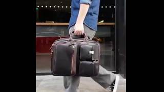 Mens Briefcase Backpack Brown 15.6 Inch Laptop -- Woosir