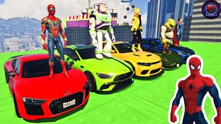 COLORFUL SUPER CARS, SPIDER-MAN AND EPIC RAMP FUN! 🚗🕷️ | GTA V