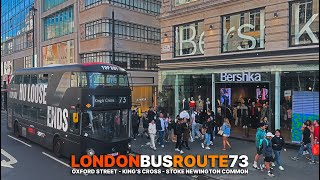 Immersive London Bus Journey aboard Bus 73: Central London to North London Upper-deck Views 🏙️