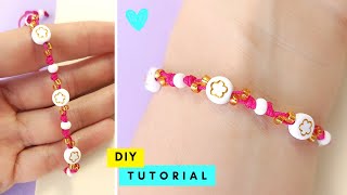 💜 Crea esta Sencilla Pulsera de HILO con Mostacillas paso a paso