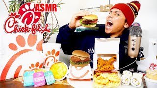 ASMR CHICK-FIL-A MUKBANG 먹방 | Deluxe Chicken Sandwich, Waffle Fries, Mac&Cheese, Chicken Fingers 이팅