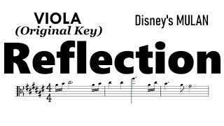 Reflection Viola  Original Key Sheet Music Backing Track Partitura Disney's Mulan