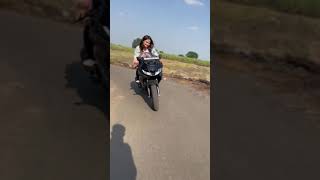 Village with lady biker Sanjana Yamaha YZF R15 V3 Black Colour