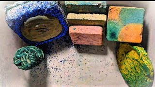 Glitter slab / thin blocks / tricolor block / crunchy green circle/ mini cupcakes #satisfying