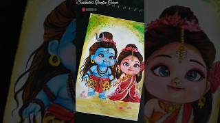 Drawing cute Lord Shiv nd Parvati ji ☺️ | #ytshorts #shorts #drawing #shiv #mahadev #like #subscribe