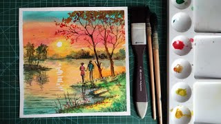 watercolor landscape painting @artbreeze