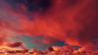 ( CGI 4k Stock Footage ) Fiery hot red sunset clouds time lapse seamless loop