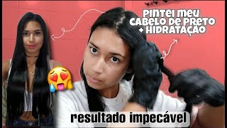 PINTEI MEU CABELO DE PRETO + HIDRATAÇÃO 🤭😱