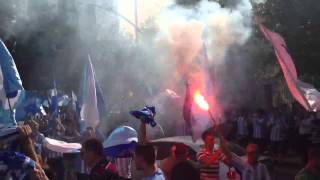 Málaga fans waiting for the arrival of the team bus