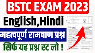 Bstc 28 August 2023 English,Hindi Model Paper, Rajasthan Bstc Important Questions Paper Solve 2023