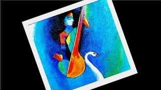 Devi Saraswati drawing | Maa Saraswati drawing using oil pastel |